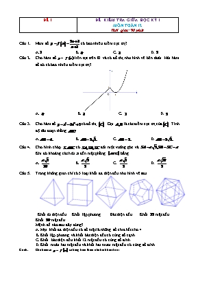 Bộ đề kiểm tra giữa học kì 1 Toán Lớp 12 - Năm học 2022-2023 (Có đáp án)